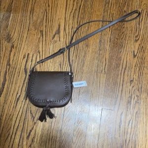 Brown faux leather cross body purse